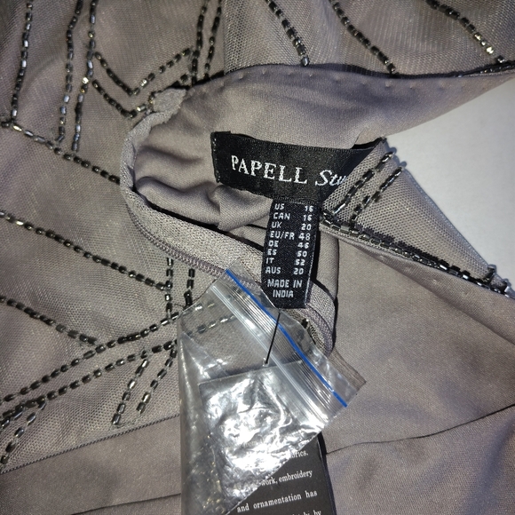 NWT Pappel Studio Beaded Cocktail Dress | Mercury Gray | Size 16 - Picture 3 of 8